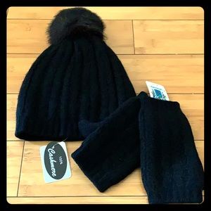 Portolano 100% Cashmere beanie & fingerless gloves